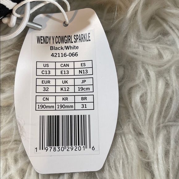 HEY DUDE Wendy Youth Cowgirl Sparkle Black & White Slip On Shoes Size 13c NEW - Picture 12 of 16